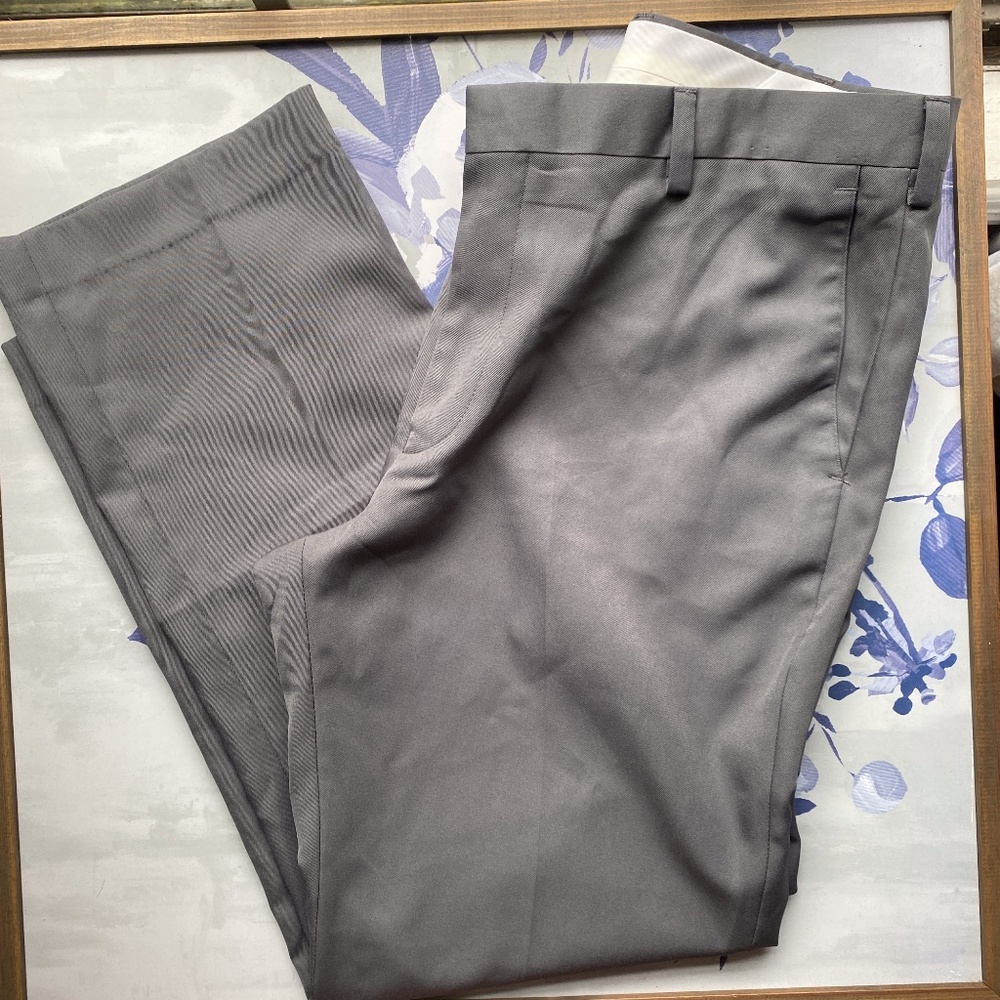 Louis Raphael Dark Grey Flat Front Dress Pant